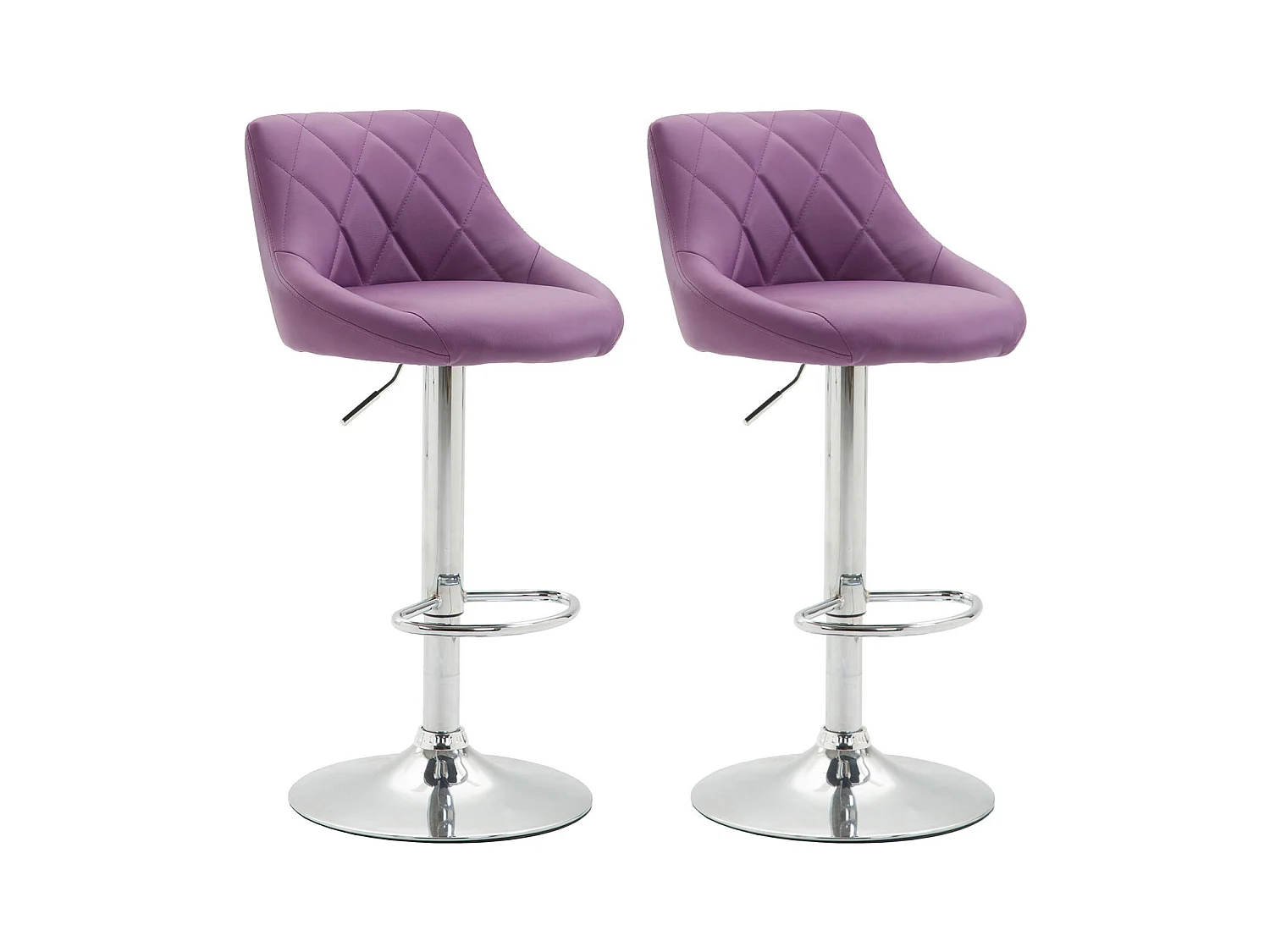 2er Set Barhocker - Kunstleder & Metall in Chromoptik - lila - Lazio