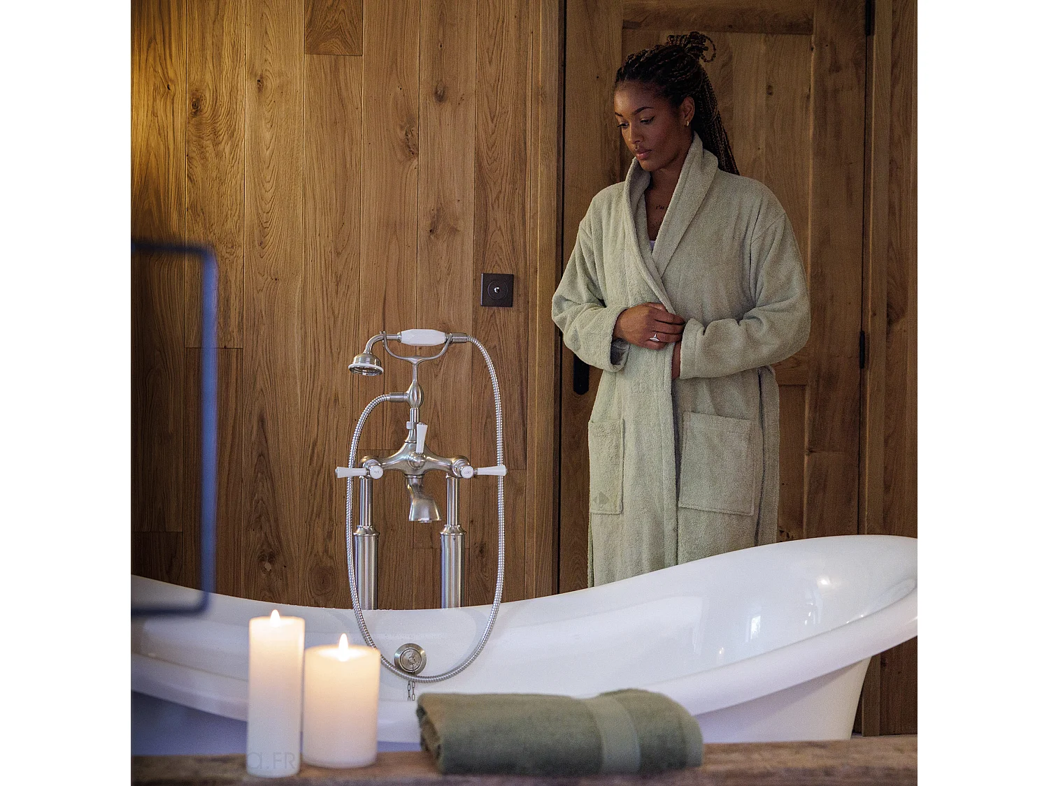 Drap de bain coton 550 g/m2 95x140 cm collection NAÏA marron Café