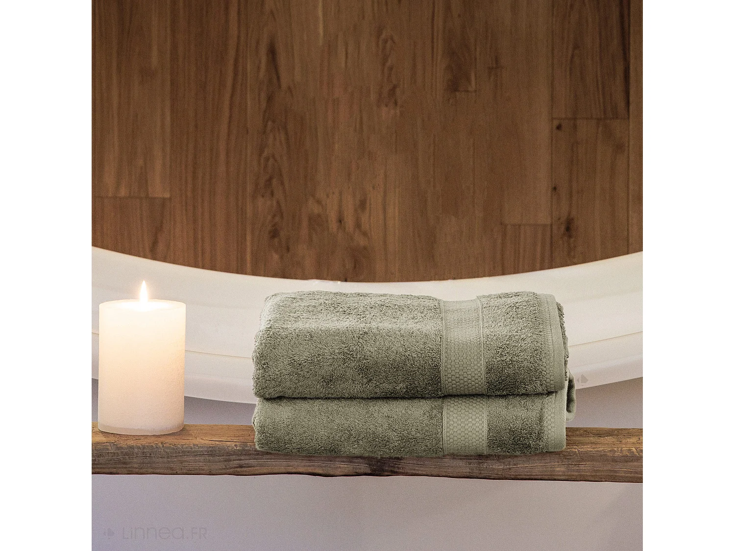 Drap de bain coton 550 g/m2 95x140 cm NAÏA vert Romarin