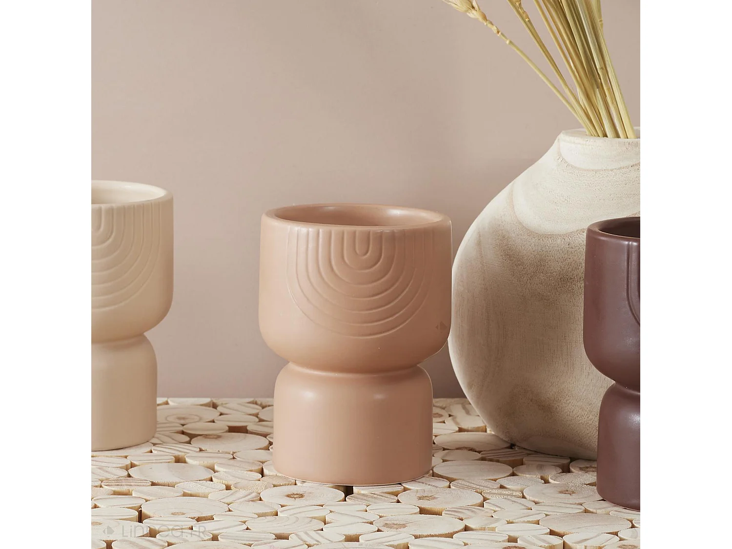 Bougie parfumée pot en céramique SAHANA beige figue