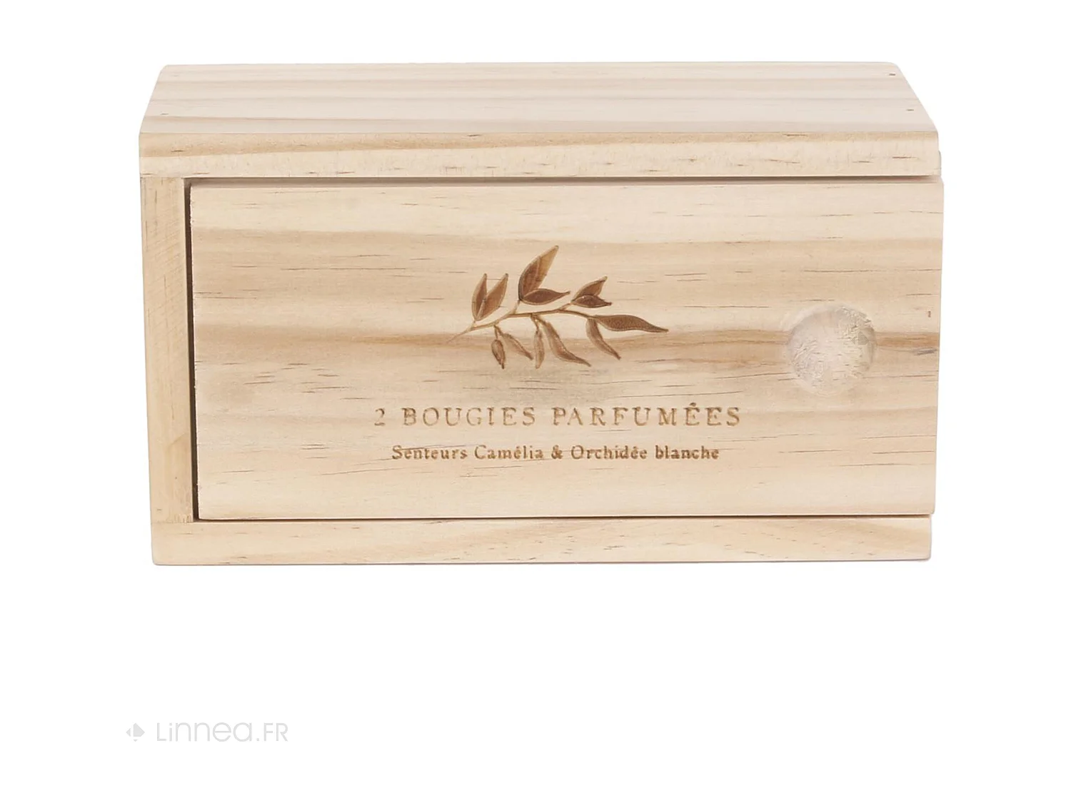 Coffret en bois de 2 bougies parfumées Fleurs de printemps et orchidée blanche collection NATURE