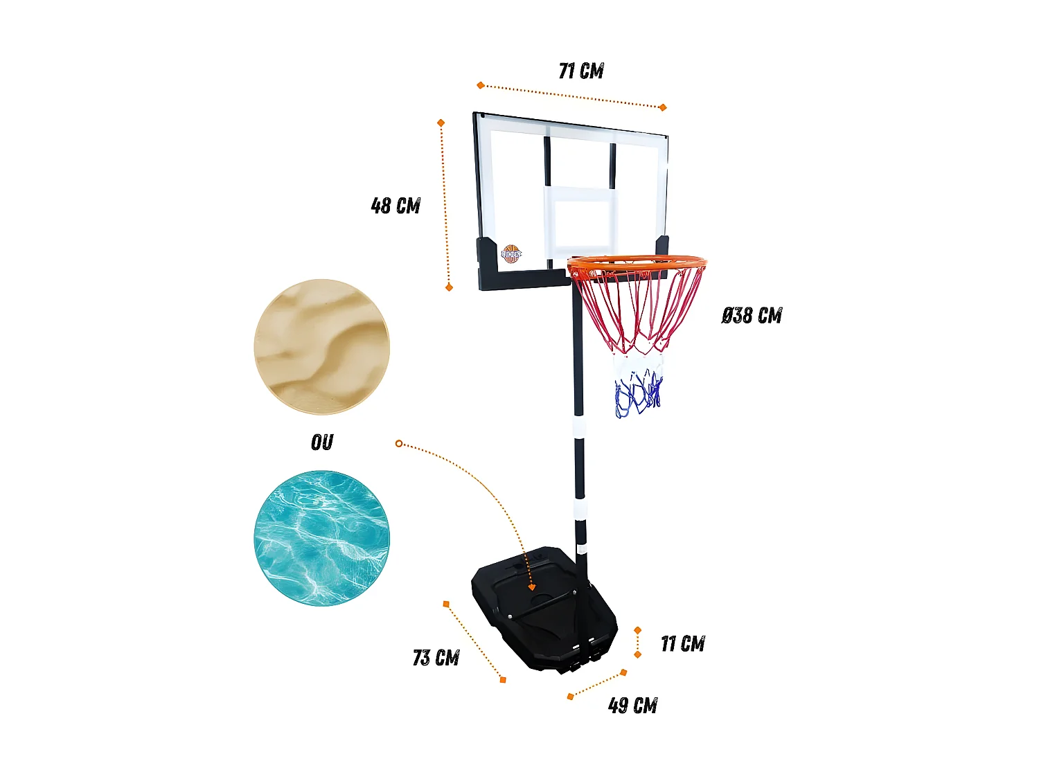 Panier de basket mobile et réglable de1m à 2m10 - Brooklyn