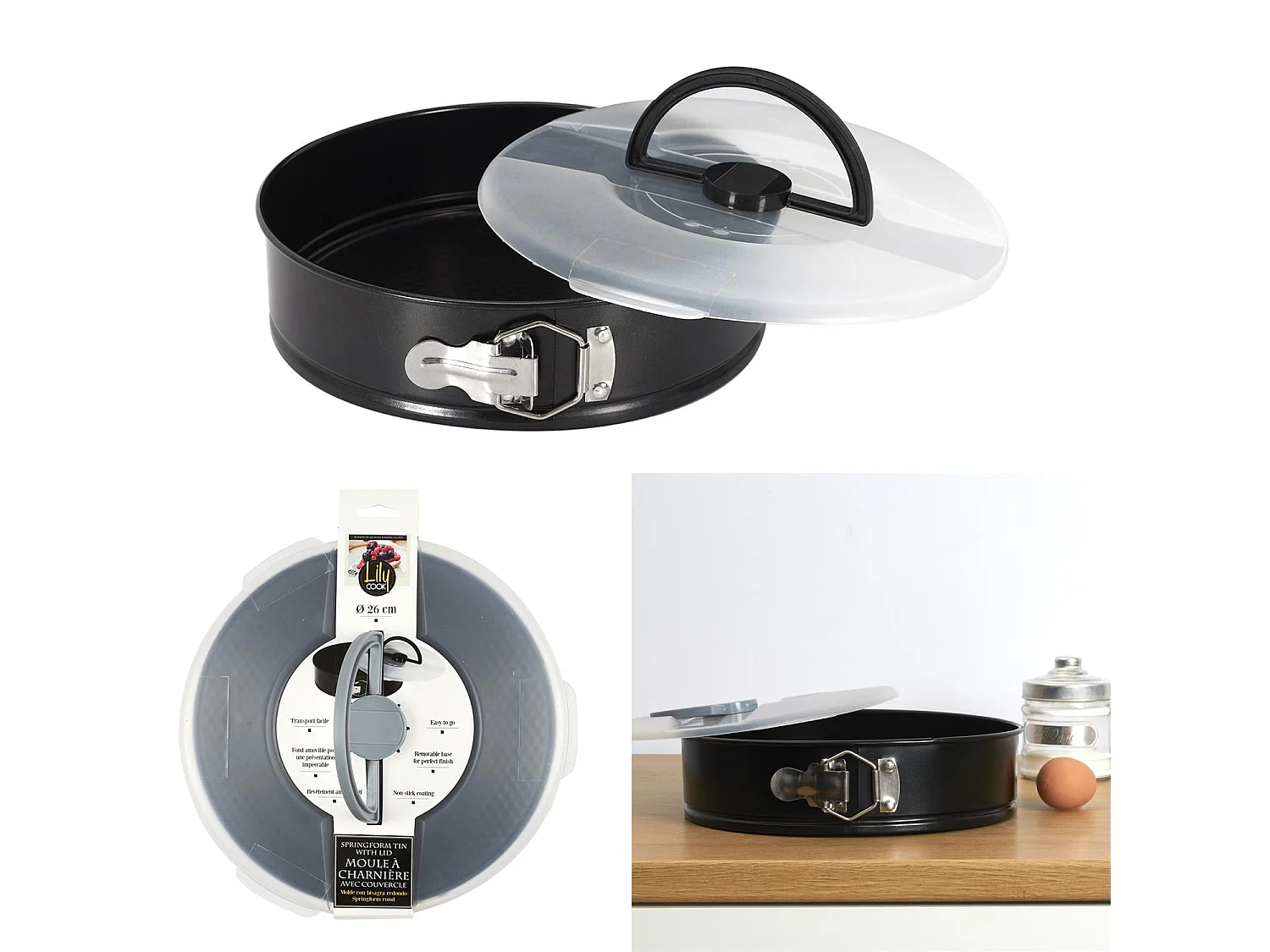 Moule Patisserie Rond Charniere Couvercle 26cm Gris