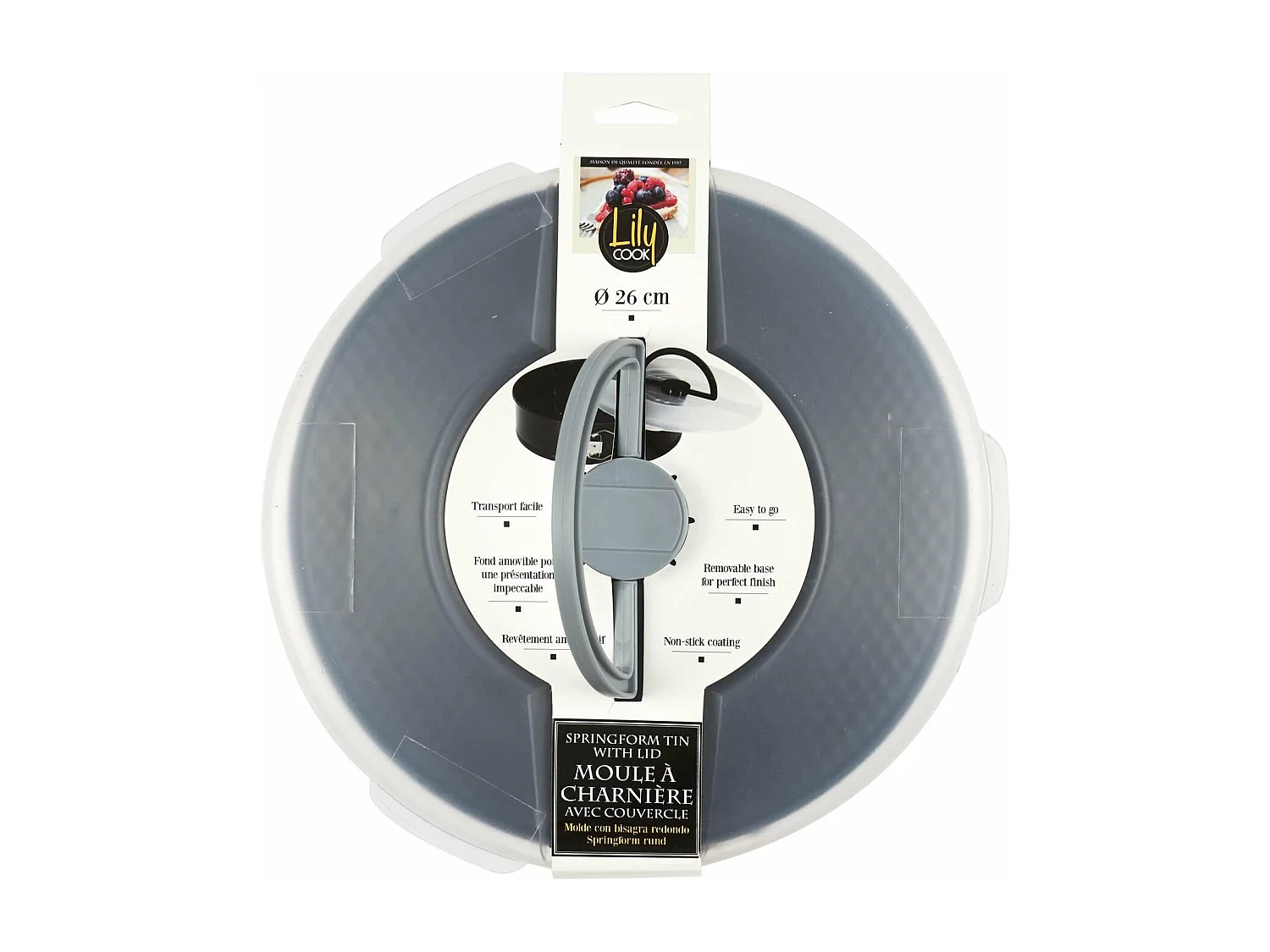 Moule Patisserie Rond Charniere Couvercle 26cm Gris