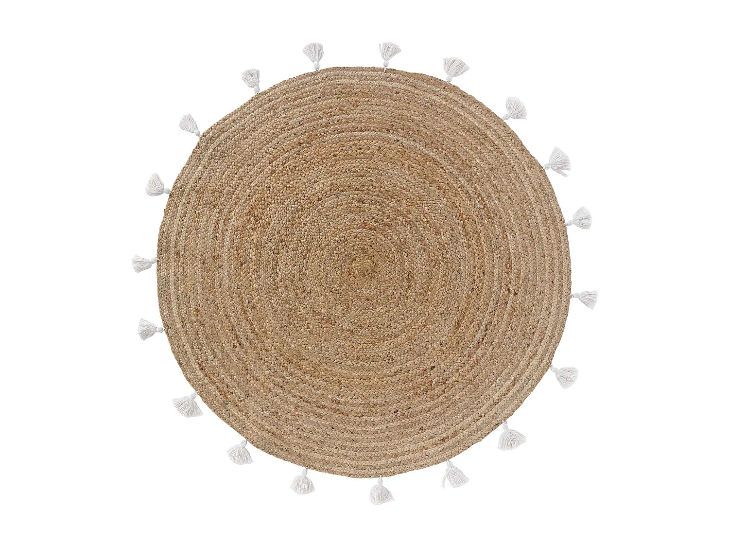 Tapis Rond Déco en Jute "Shira" 120cm Blanc