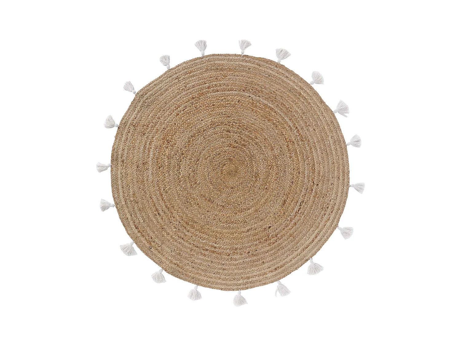 Tapis Rond Déco en Jute "Shira" 120cm Blanc
