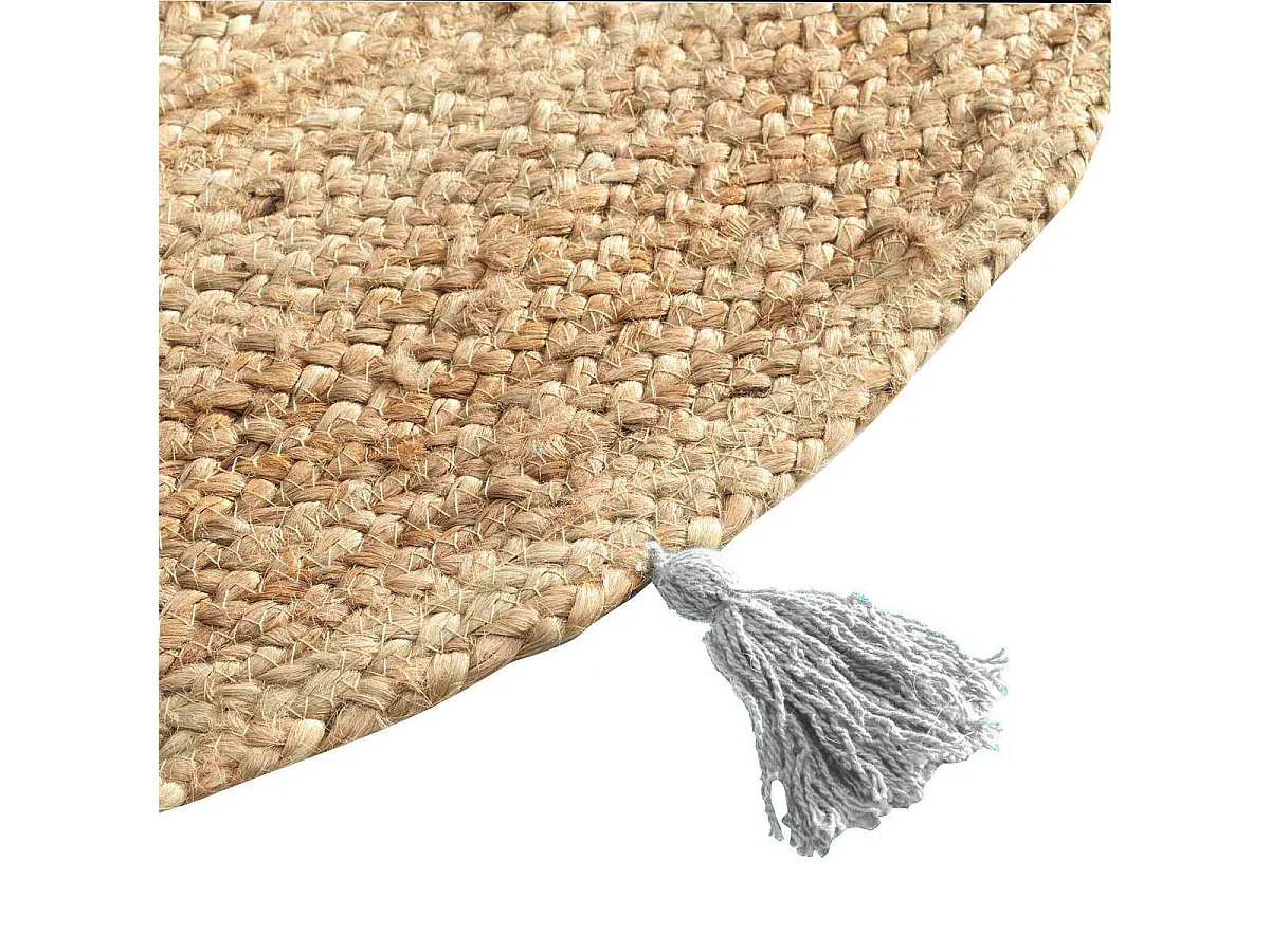 Tapis Rond Déco en Jute "Shira" 120cm Blanc