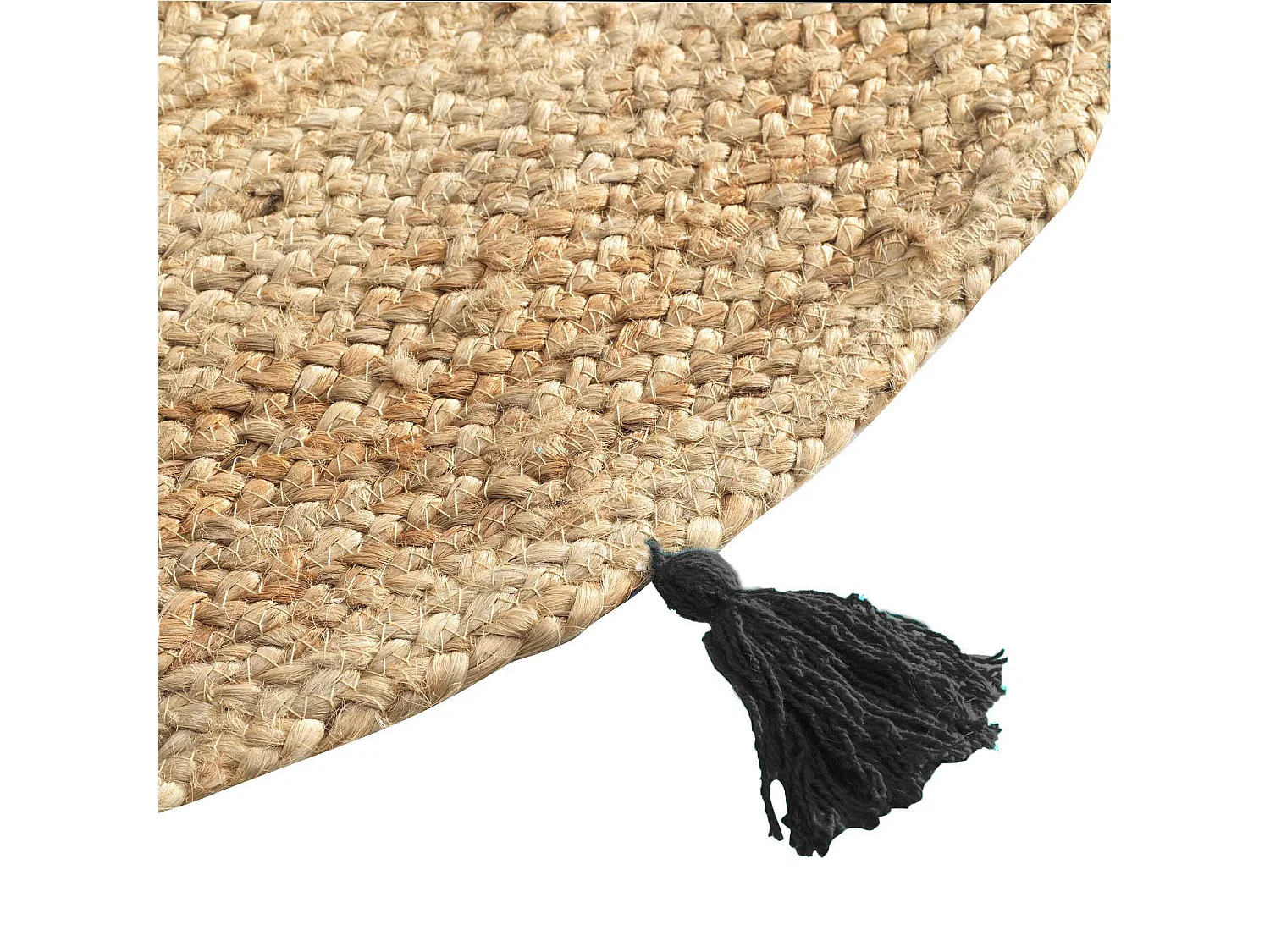 Tapis Rond Déco en Jute "Shira" 120cm Noir