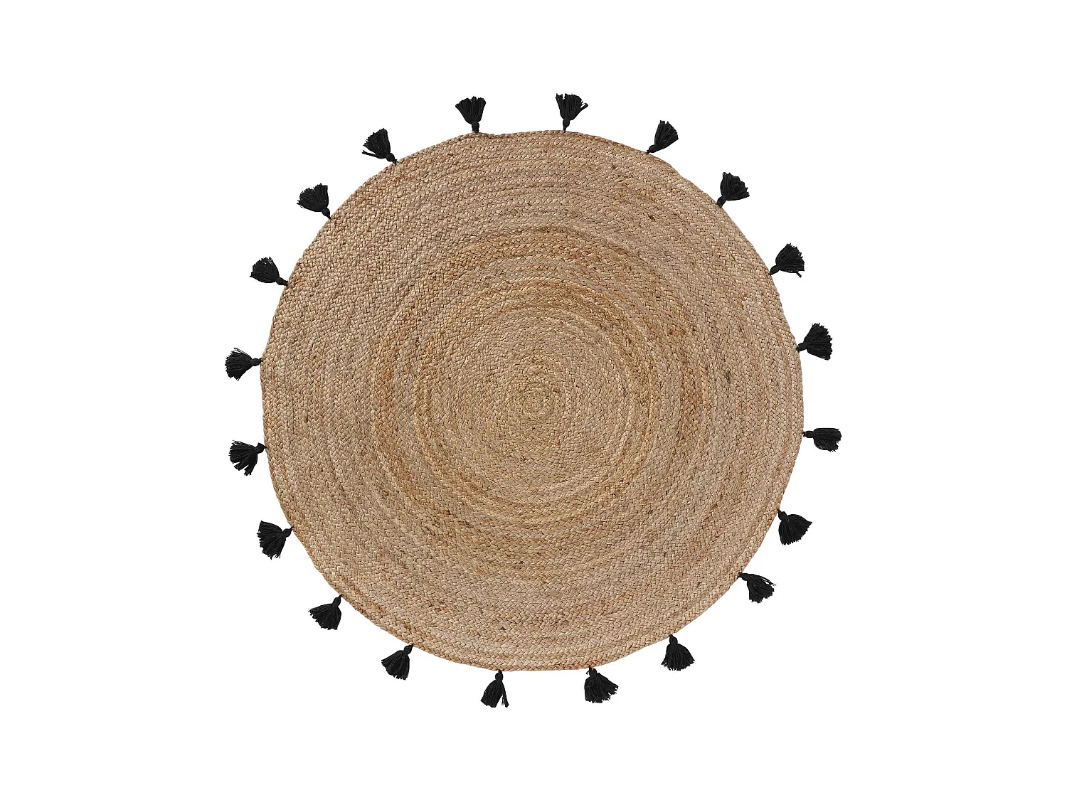 Tapis Rond Déco en Jute "Shira" 120cm Noir