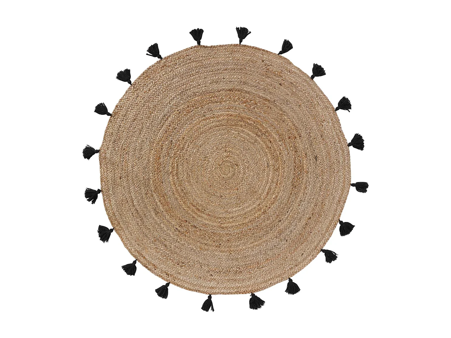 Tapis Rond Déco en Jute "Shira" 120cm Noir