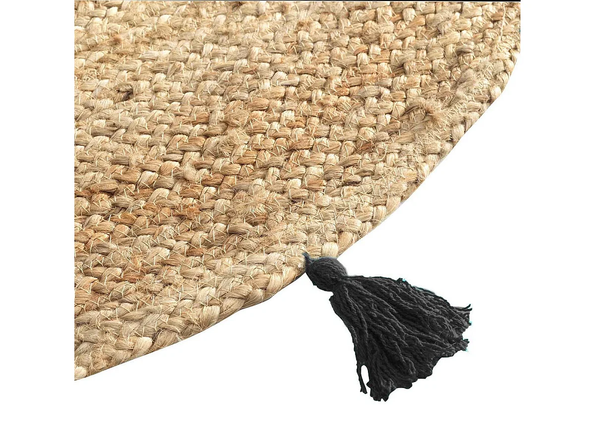 Tapis Rond Déco en Jute "Shira" 120cm Noir