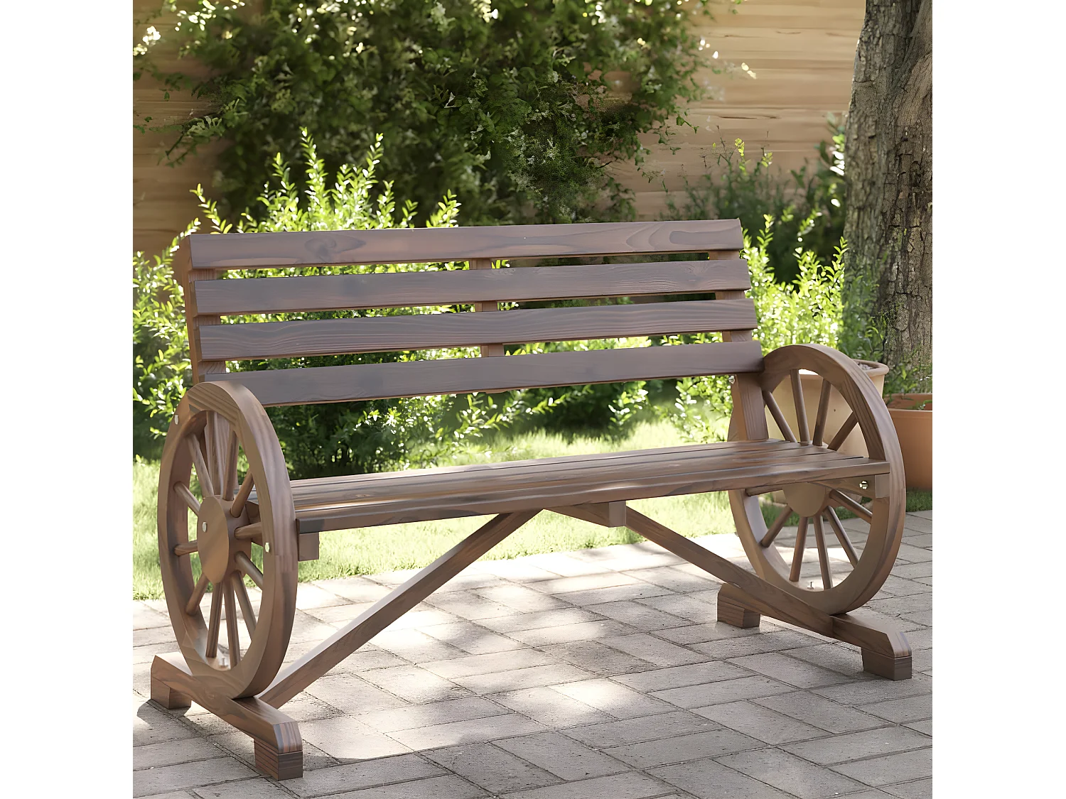 Banc de jardin 2 places bois de sapin massif