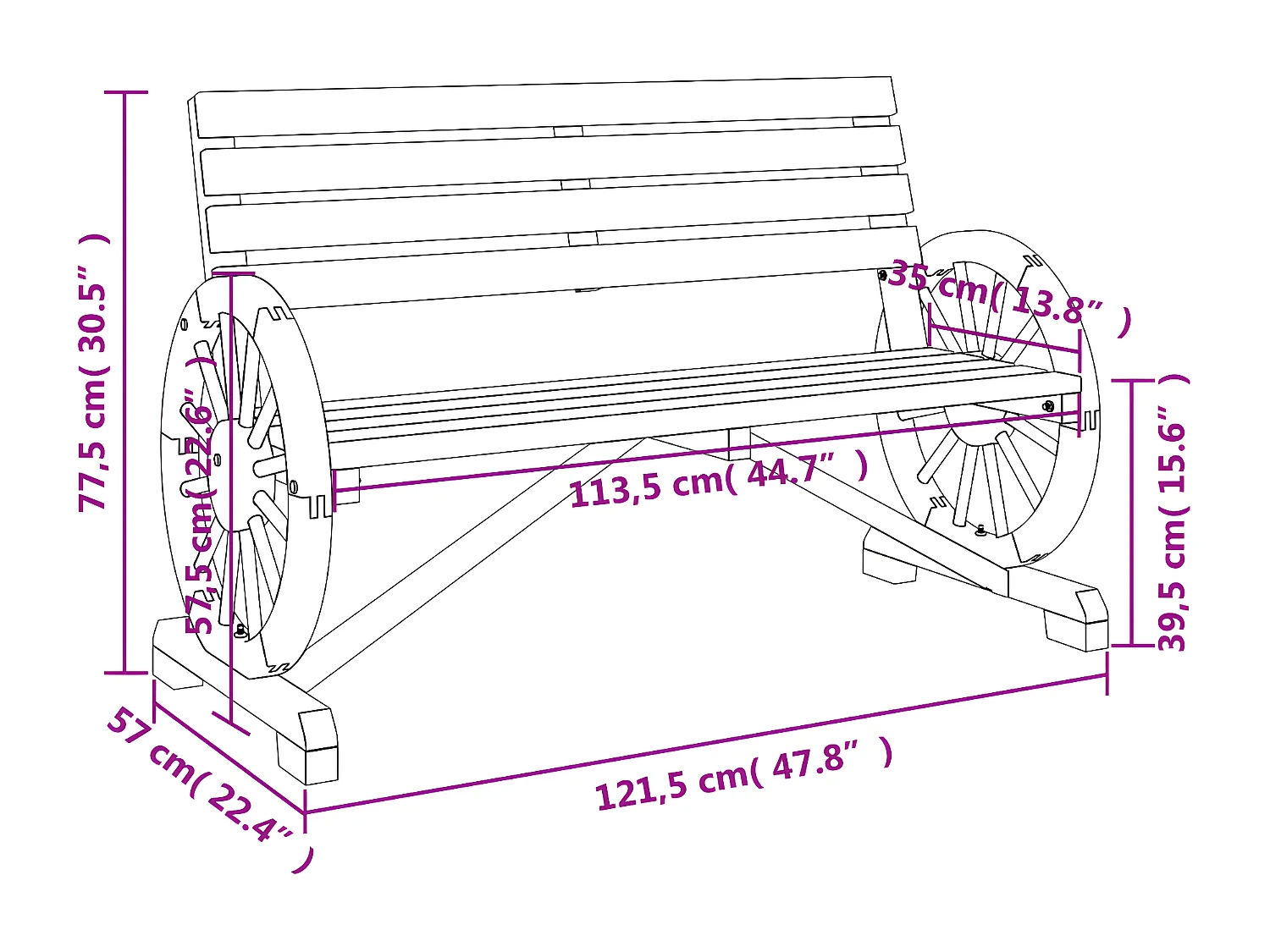 Banc de jardin 2 places bois de sapin massif