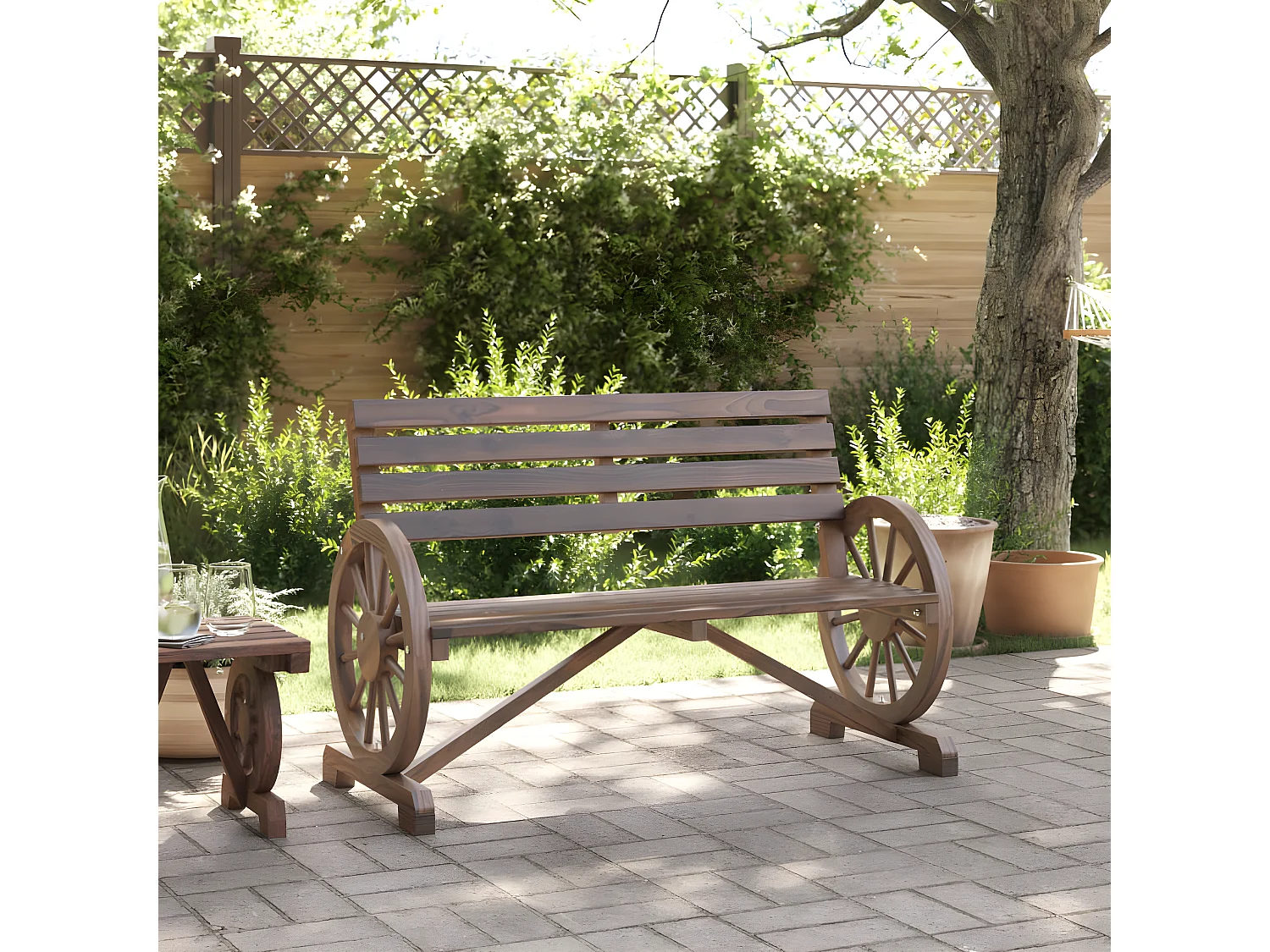 Banc de jardin 2 places bois de sapin massif