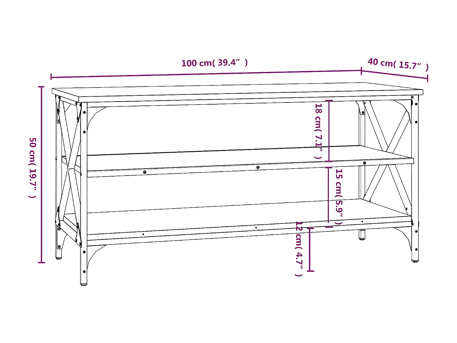 Meuble TV Sonoma gris 100x40x50 Bois d'ingénierie
