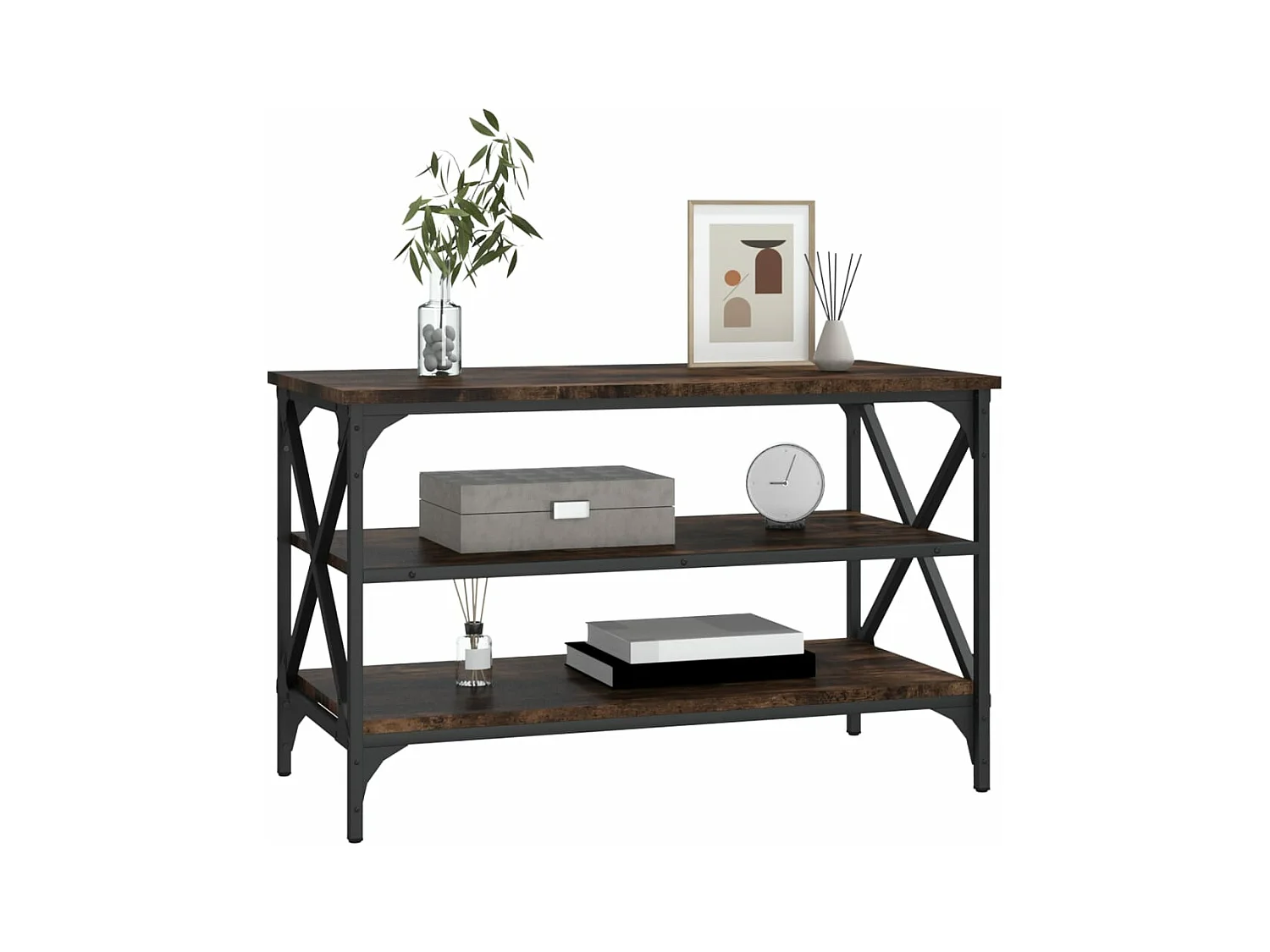 Meuble TV Chêne fumé 80x40x50 Bois d'ingénierie