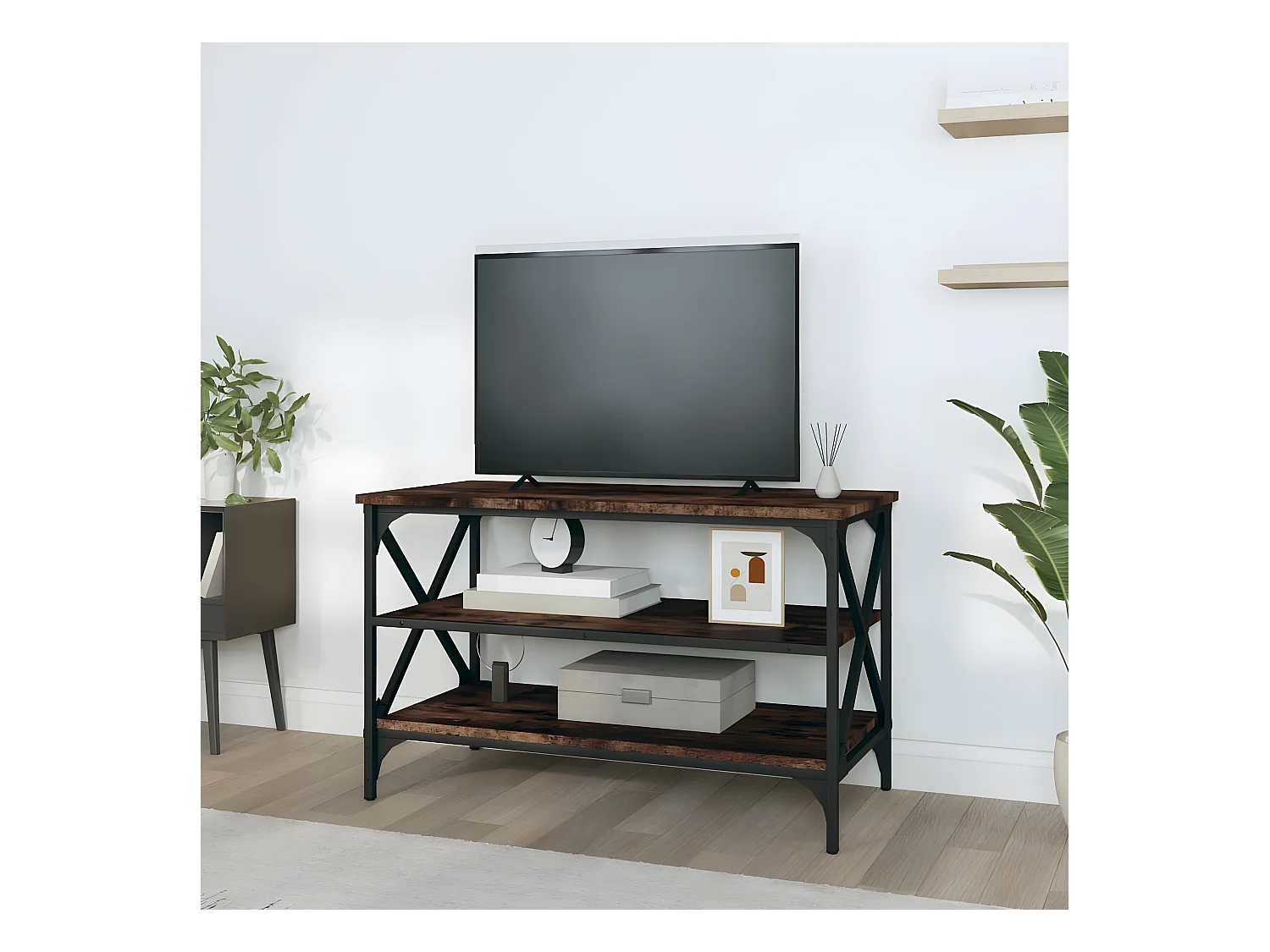 Meuble TV Chêne fumé 80x40x50 Bois d'ingénierie