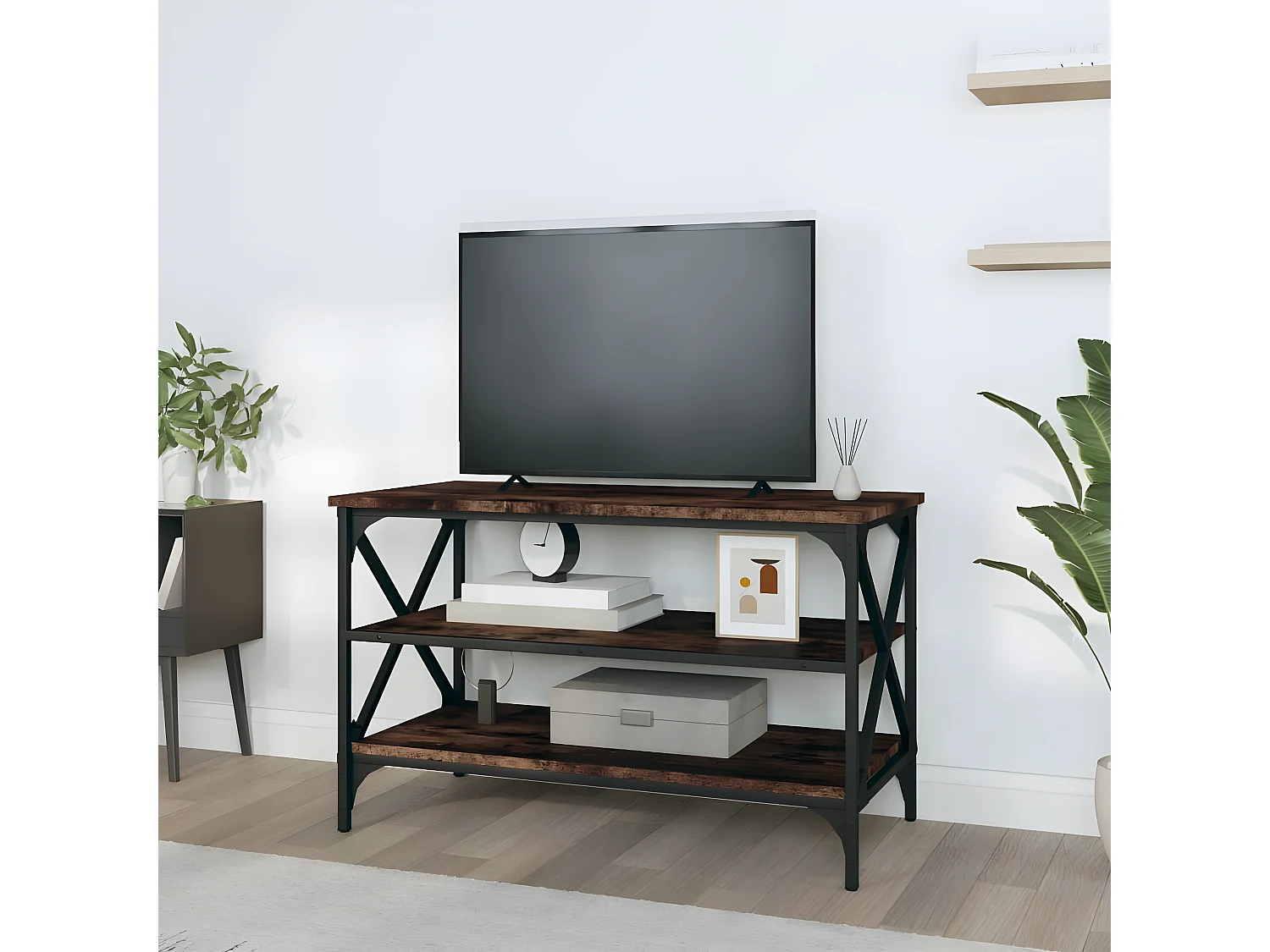 Meuble TV Chêne fumé 80x40x50 Bois d'ingénierie