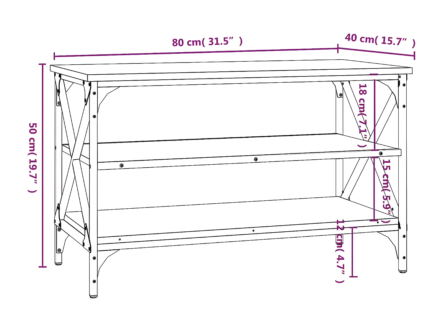 Meuble TV Chêne fumé 80x40x50 Bois d'ingénierie