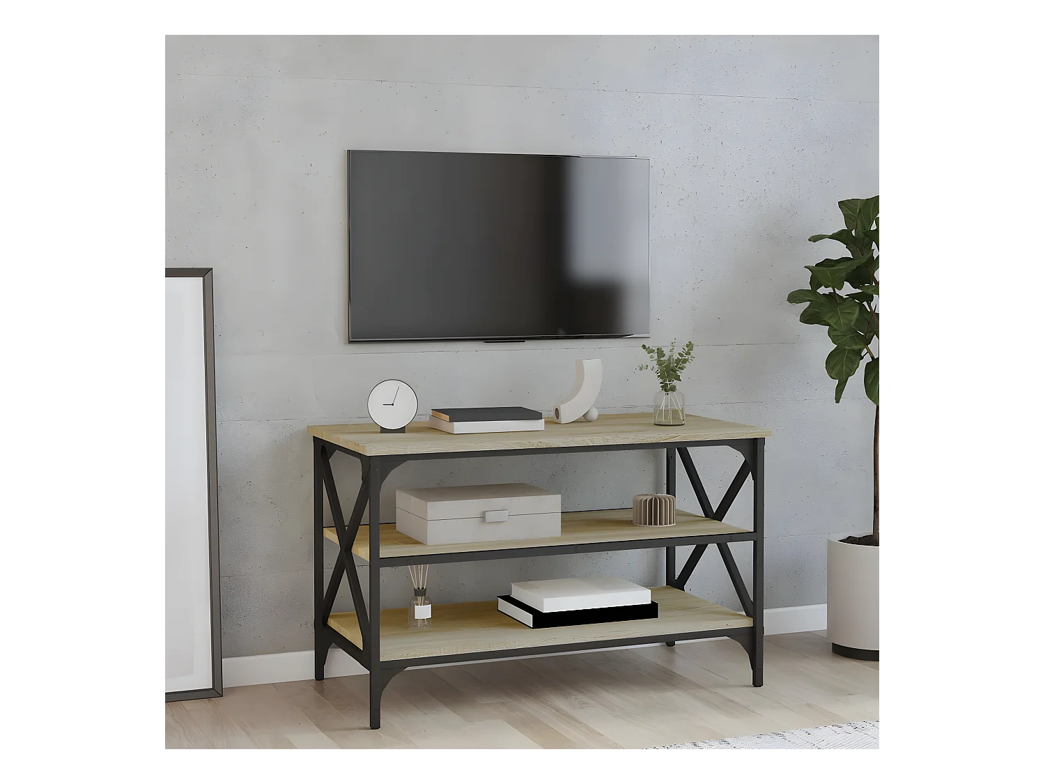 Tv-meubel 80x40x50 cm bewerkt hout sonoma eikenkleurig