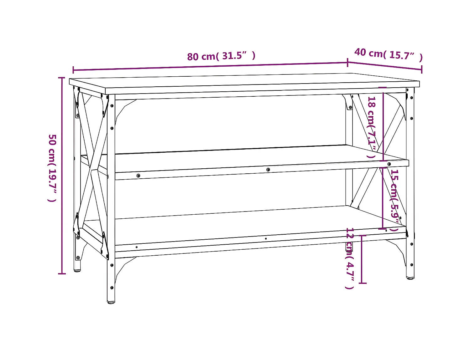 Tv-meubel 80x40x50 cm bewerkt hout sonoma eikenkleurig