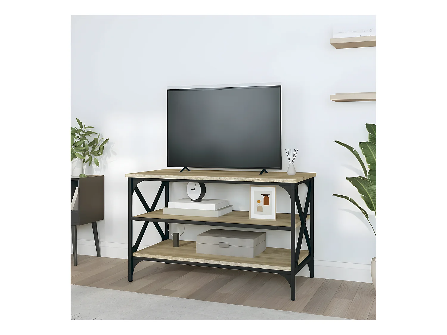 Tv-meubel 80x40x50 cm bewerkt hout sonoma eikenkleurig