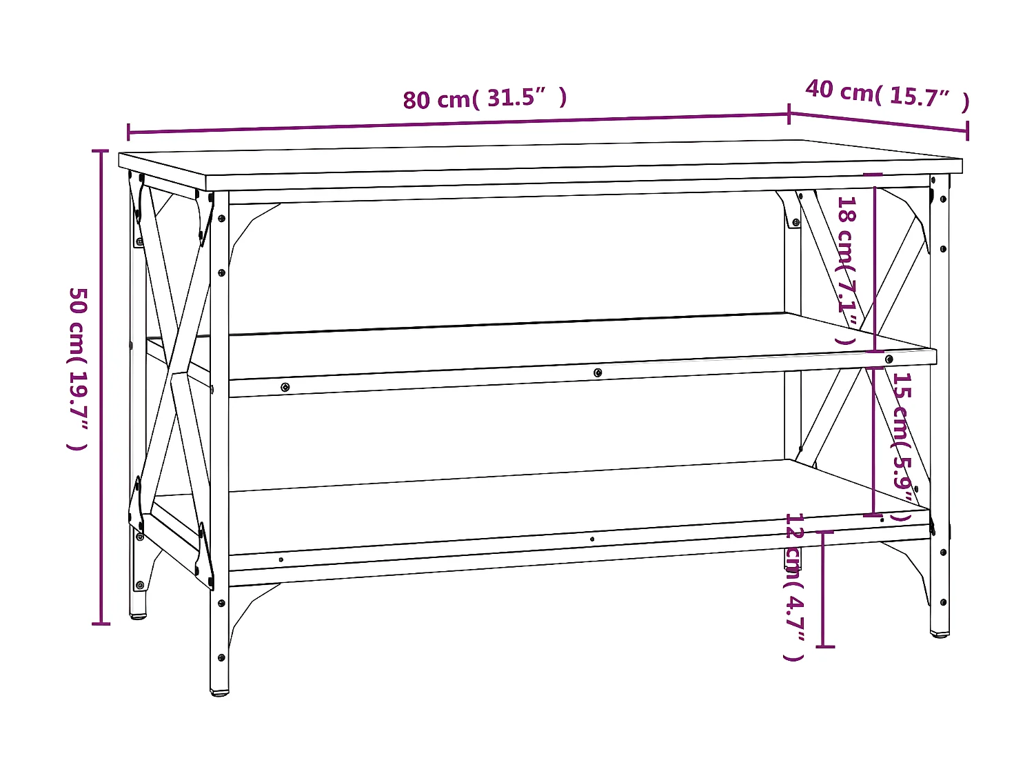 Tv-meubel 80x40x50 cm bewerkt hout bruin eikenkleur
