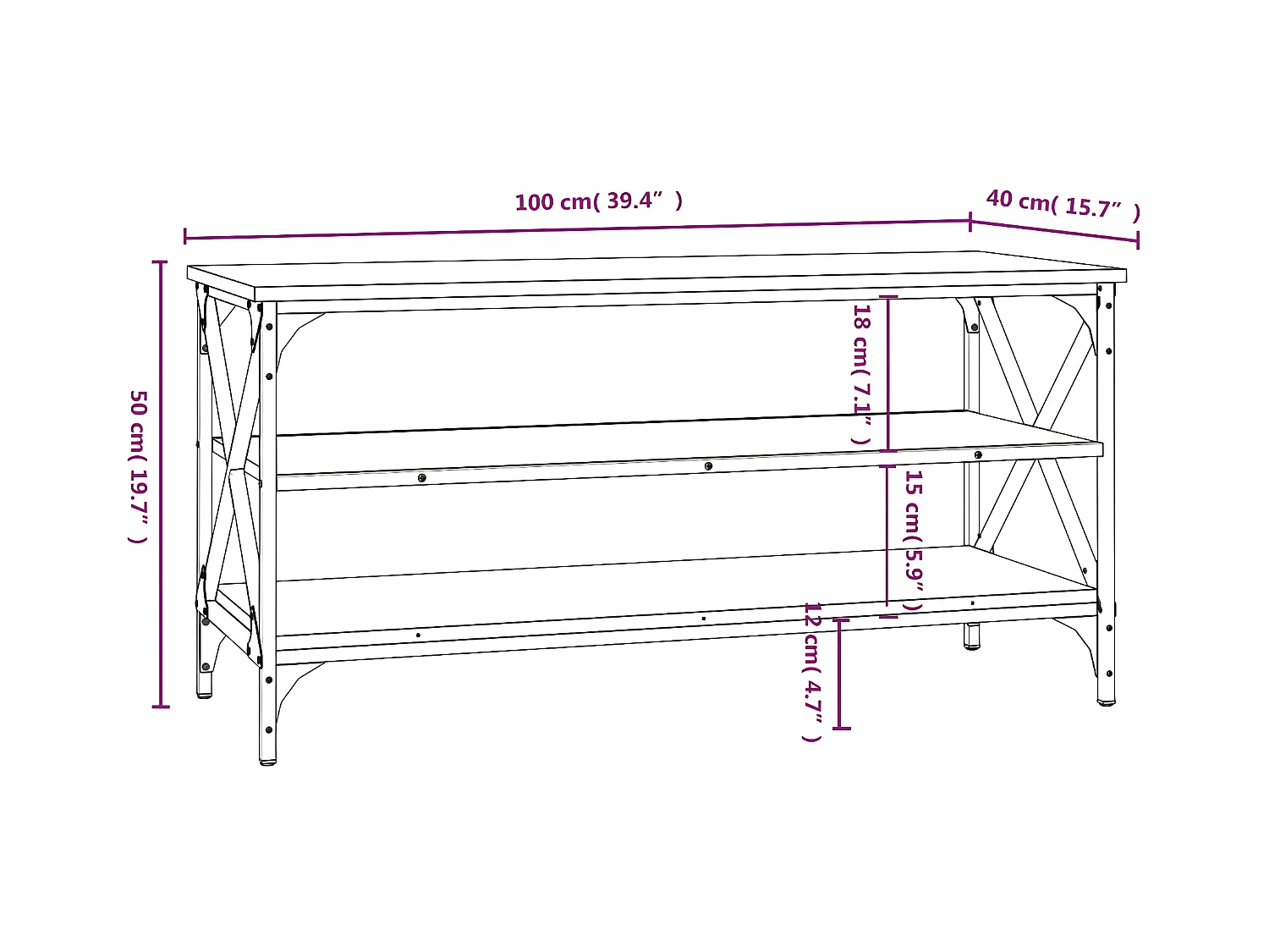 Tv-meubel 100x40x50 cm bewerkt hout bruin eikenkleur