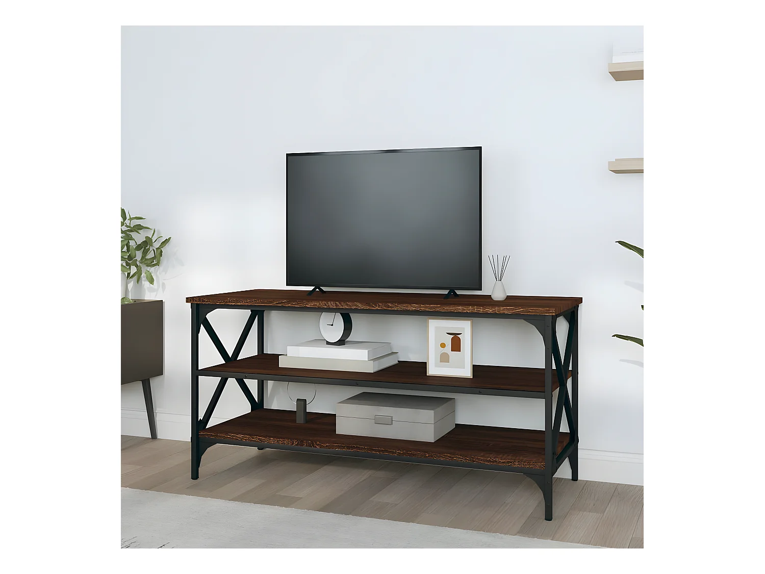 Tv-meubel 100x40x50 cm bewerkt hout bruin eikenkleur