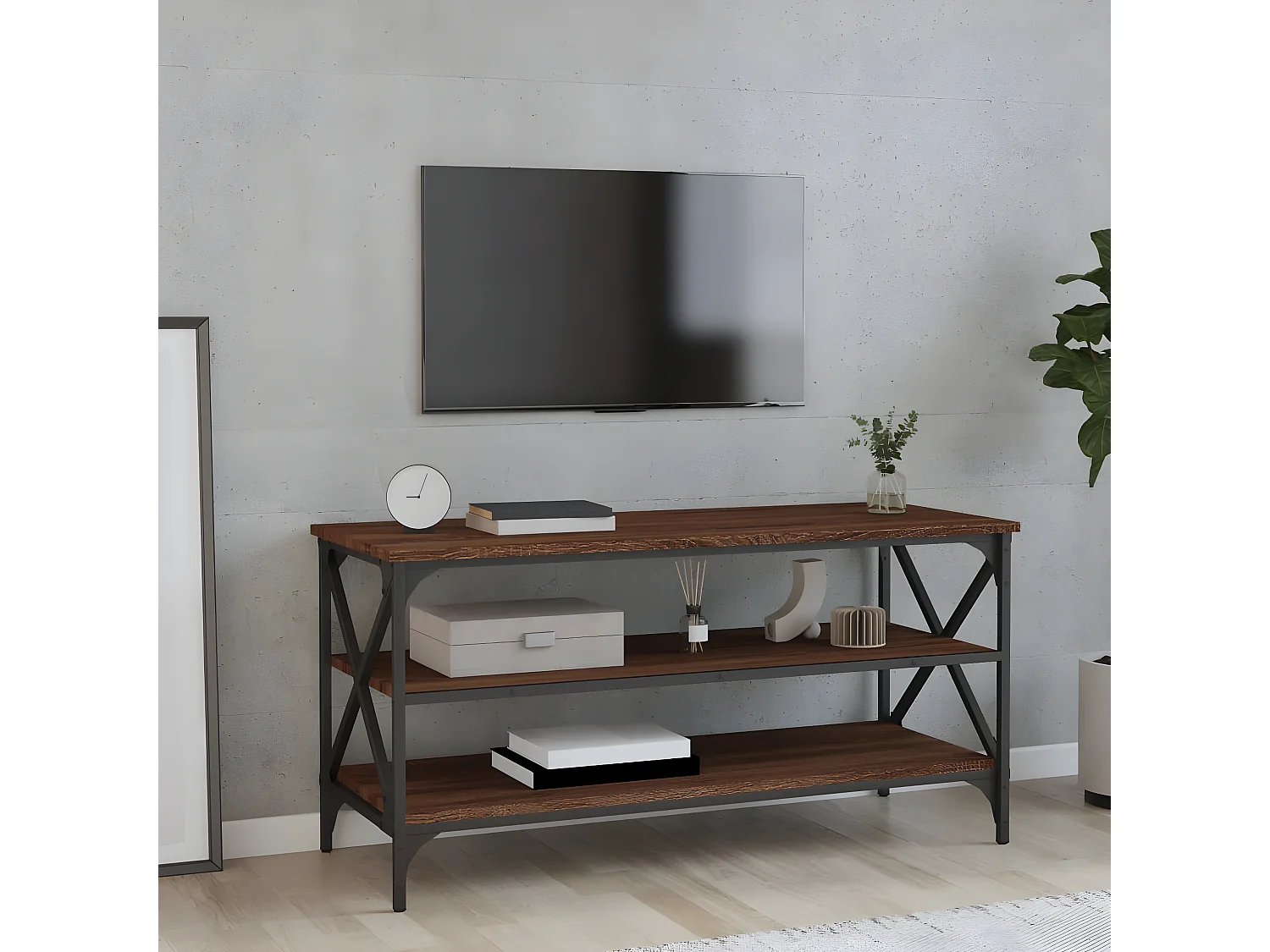 Meuble TV Chêne marron 100x40x50 Bois d'ingénierie