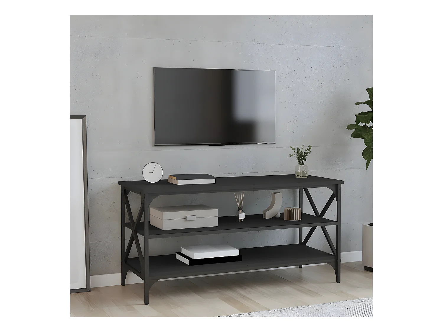 Meuble TV Noir 100x40x50 Bois d'ingénierie