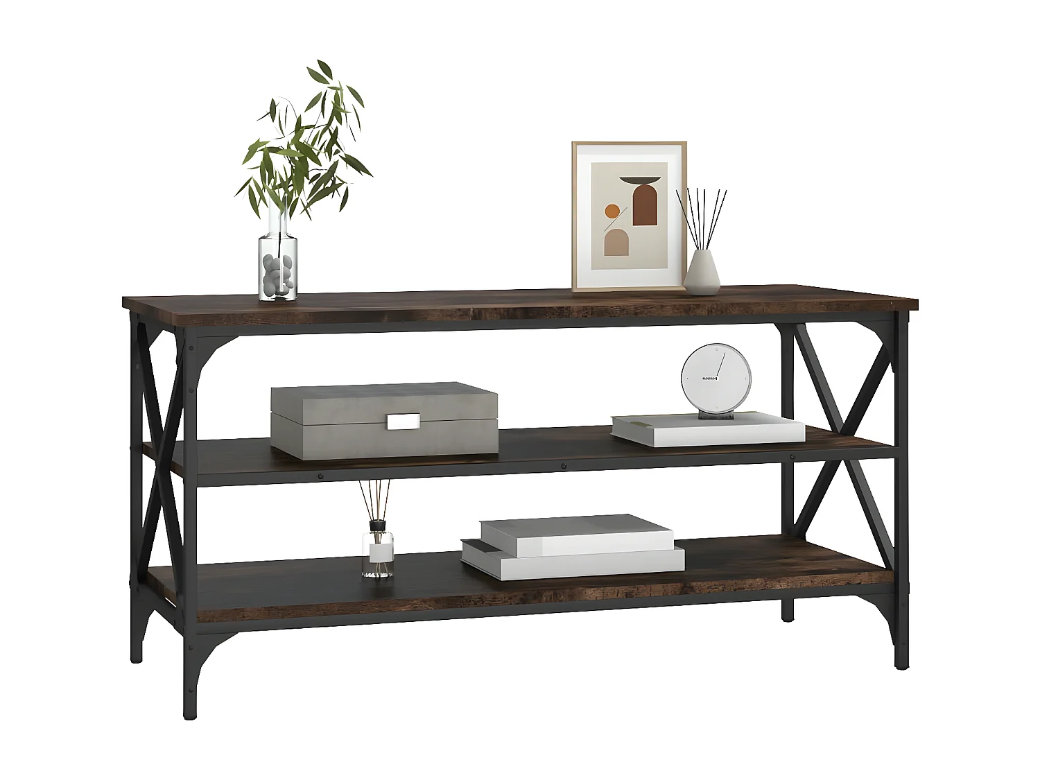 Meuble TV Chêne fumé 100x40x50 Bois d'ingénierie