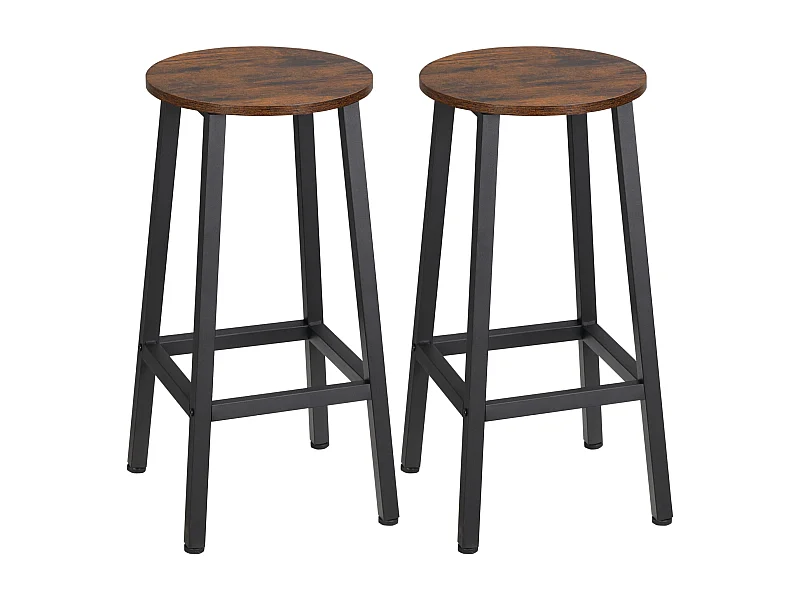 Taburetes de bar marrón rústico 32.5x32.5x65 cm HOMCOM