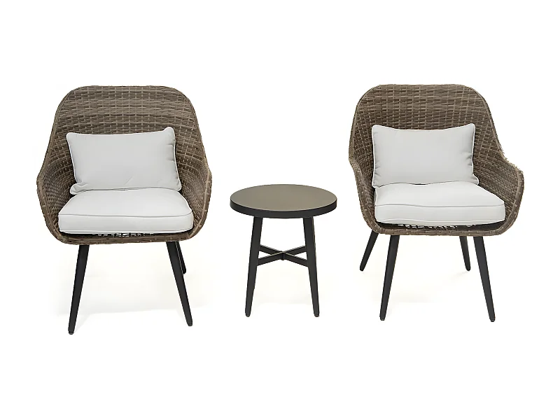 Gartenlounge aus Polyrattan 2 Stühle "Amber"  - Braun