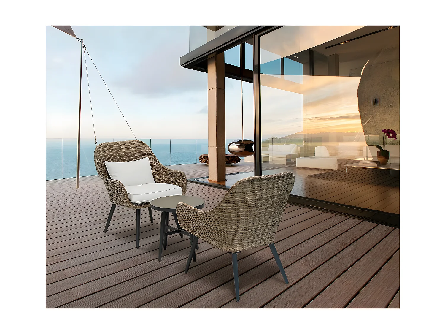 Gartenlounge aus Polyrattan 2 Stühle "Amber"  - Braun