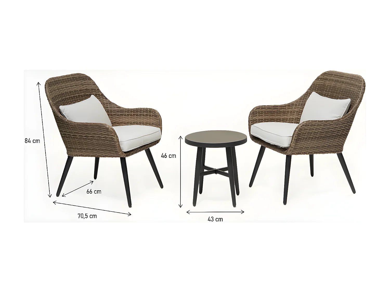 Gartenlounge aus Polyrattan 2 Stühle "Amber"  - Braun