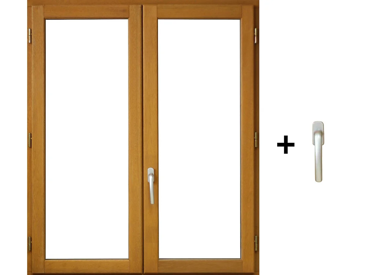 Ventana de madera 2 hojas Al115 x L140 Panel Nervios + tirador (ref 010220F9) sin manilla