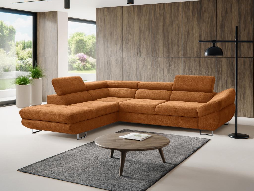 Ecksofa mit Schlaffunktion - Ecke links - Strukturstoff - Terracotta - DALI günstig online kaufen