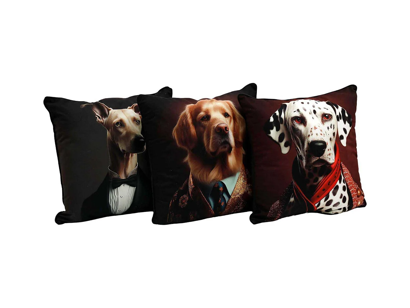Coussin en polyester imprimé animaux 45 x 45 cm (Lot de 3) Imprimé chiens