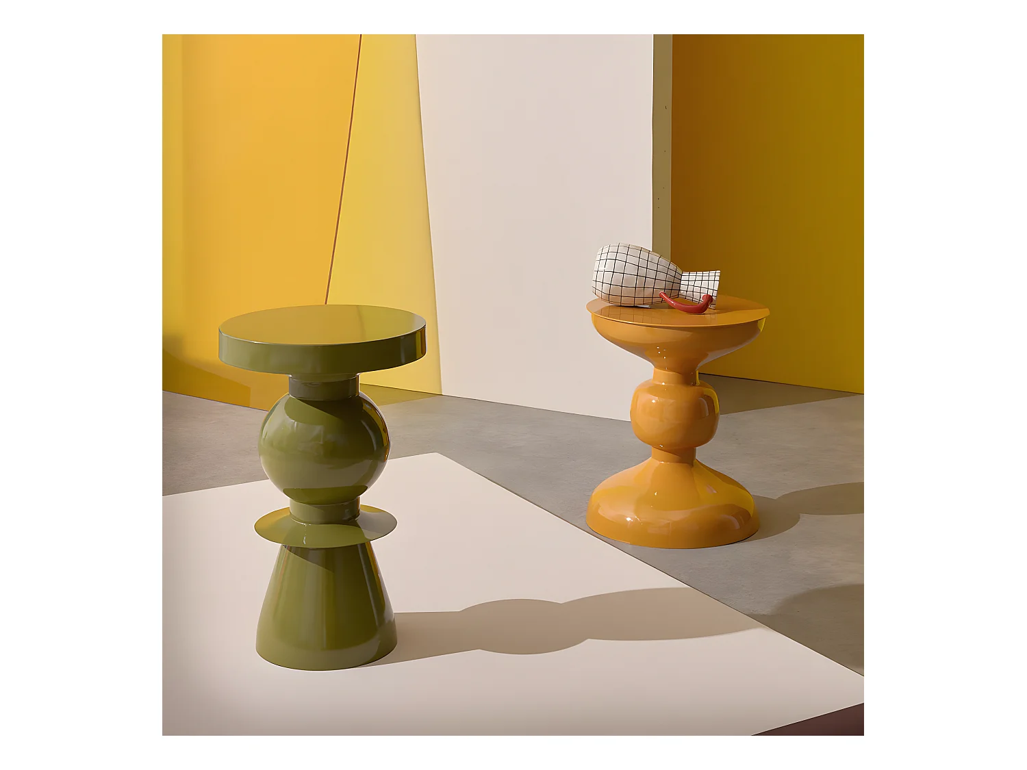 Lena - Table d'appoint ronde en aluminium ø32,5cm - Vert olive