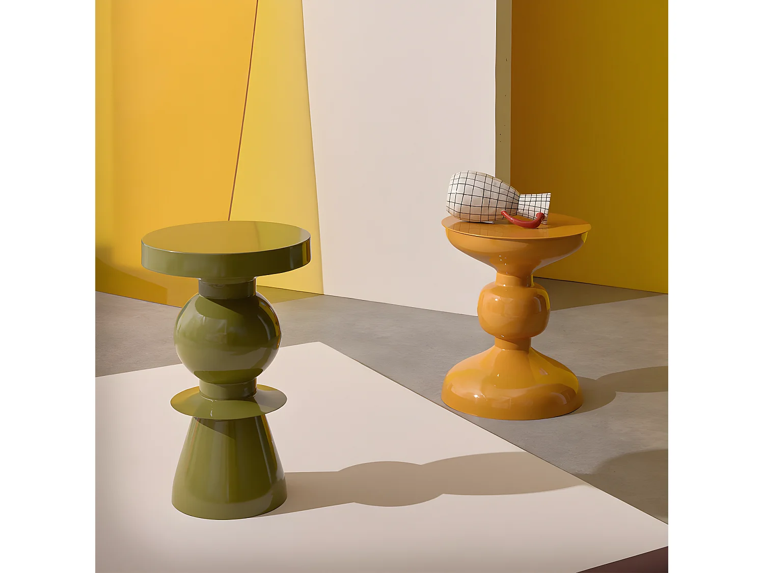 Lena - Table d'appoint ronde en aluminium ø32,5cm - Vert olive
