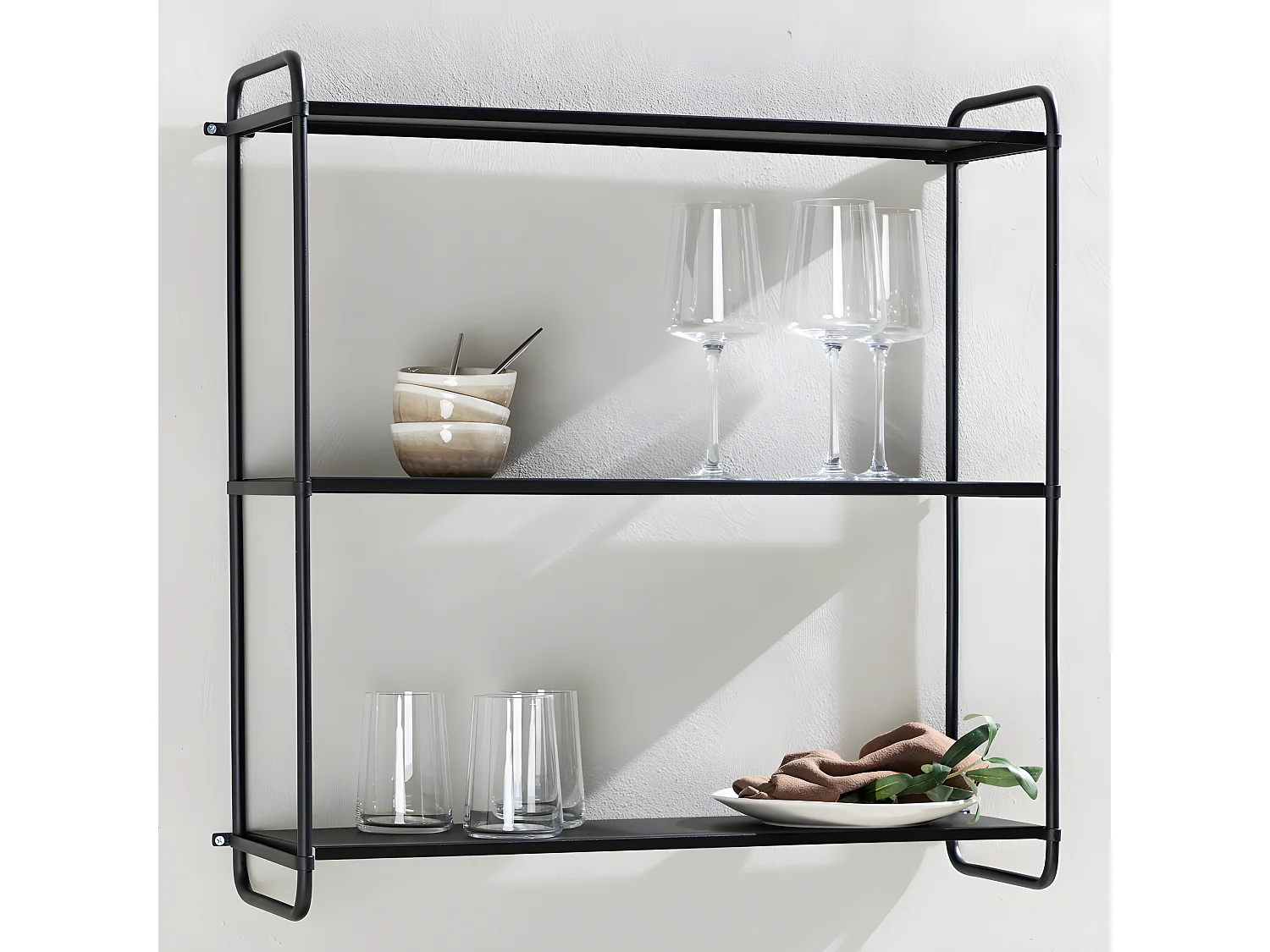 LyonH wandkast wandhangend 3 planken zwart.