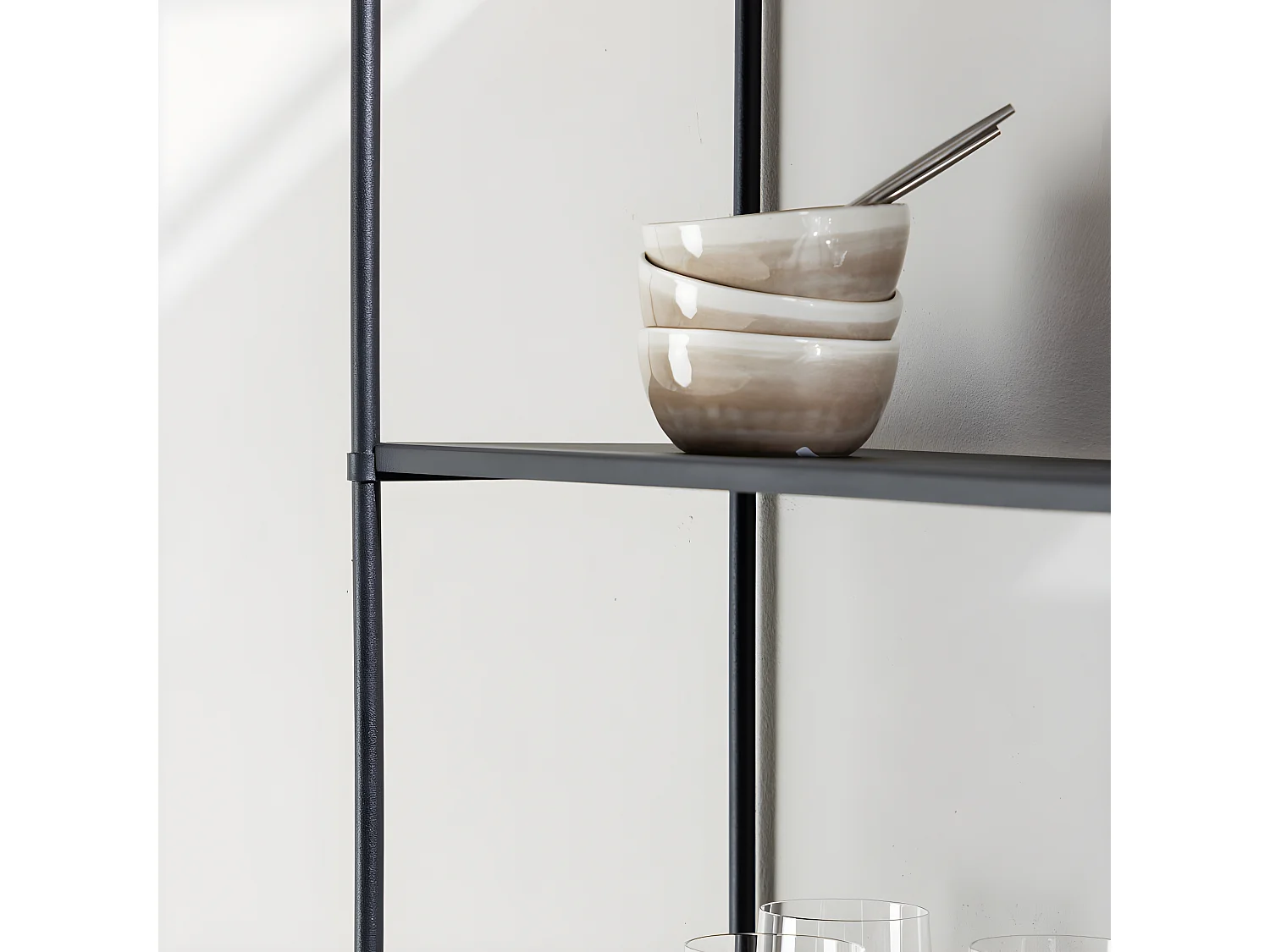 LyonH wandkast wandhangend 3 planken zwart.