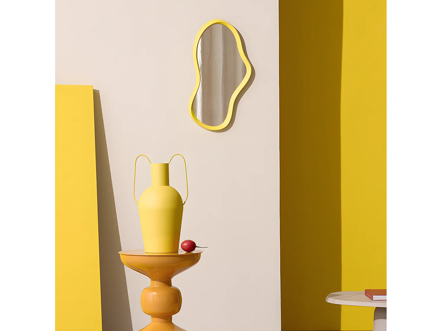 Parma - Miroir de forme organique 33x63cm - Jaune