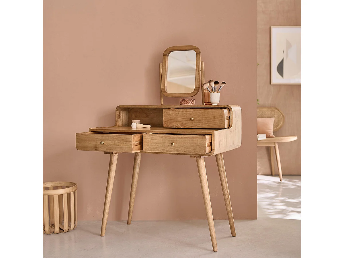 Coiffeuse en mindi massif 90 cm