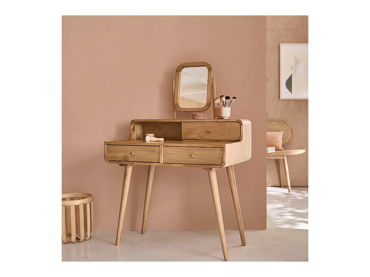 Coiffeuse en mindi massif 90 cm