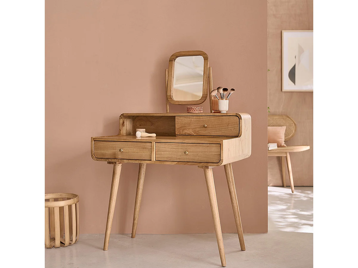 Scrivania toeletta in legno massello di mindi 90 cm