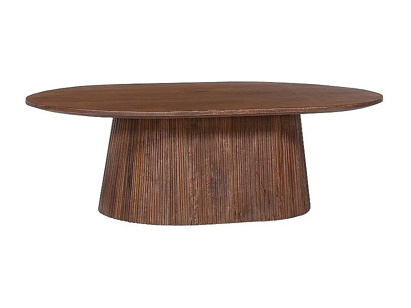 Table basse ovale MITCHEL – Bois exotique de manguier brun 120x70 cm