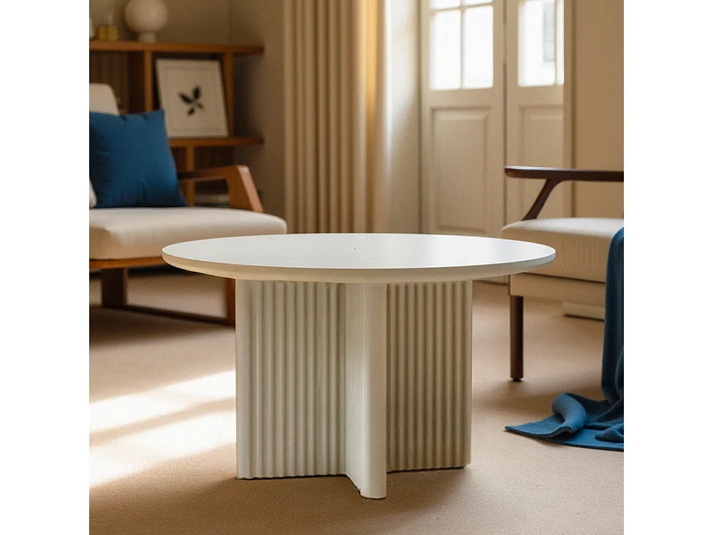 Jura - Table basse ronde en bois ø80cm - Grège