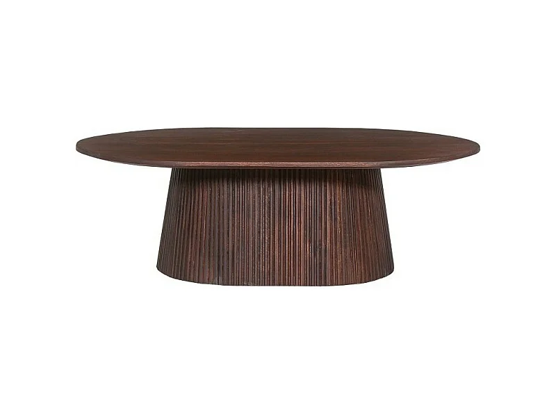 Ovaler Couchtisch MITCHEL – Dunkelbraunes exotisches Mangoholz 120x70 cm